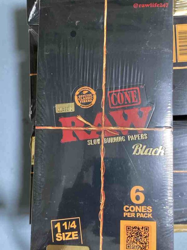 RAW CONE CLASIC BLACK 6PER PACK 1-1/4